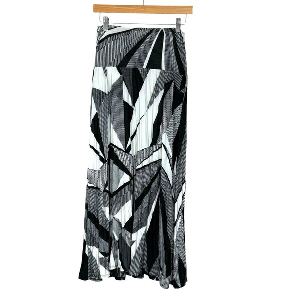 Sunny Leigh Womens Small Black & White Geometric Maxi Skirt Polyester/Spandex - Picture 1 of 5